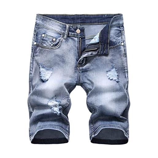 Tomwell pantaloncini di jeans da uomo pantaloni corti strappati con buco shorts casual estivo ragazzo pantaloncini in denim blu spiaggia bermuda tasche shorts j blu xxl