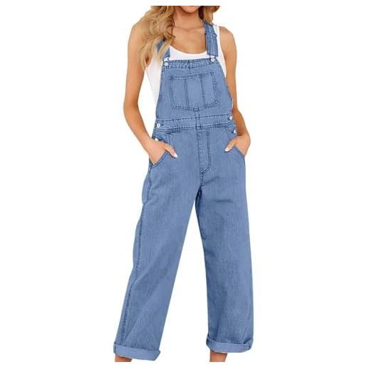 shownicer salopette jeans donna pantaloni lunghi in denim con bretella pagliaccetti casual salopette con tasche