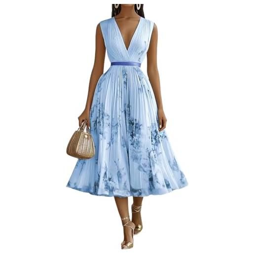 shownicer vestito donna elegante abito cerimonia vestito lungo stampa floreale senza maniche vestiti in chiffon estate