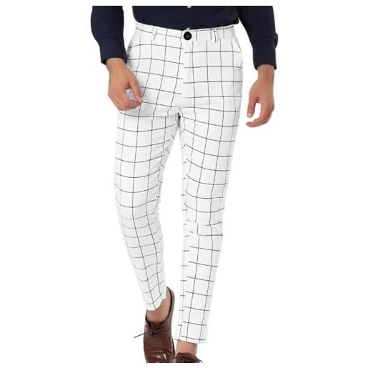 Oanviso pantaloni da abito uomo a scacchi eleganti pantaloni da lavoro casual chino pantaloni a righe taglio normale pantalone da abito classico pantaloni sartoriali pantaloni jogging a 32 xs