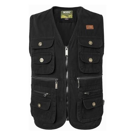 Oralidera gilet da pesca uomo giubbino da lavoro smanicato gilet da caccia fotografia giubbotti da reporter giacca senza maniche da pesca con zip, nero, m