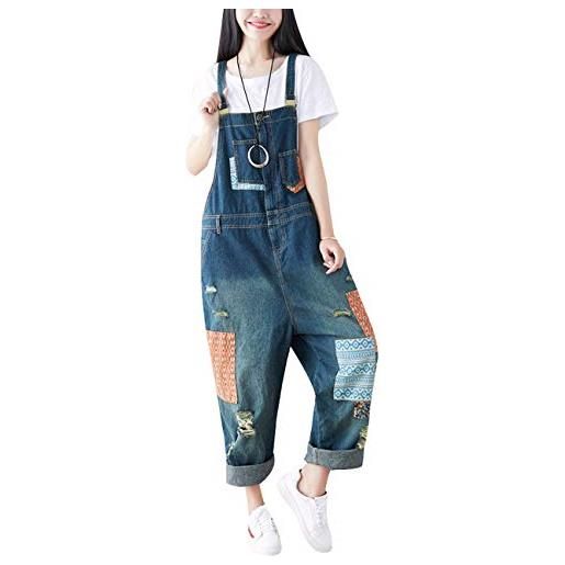 Youlee donna pantaloni larghi denim salopette tutine pantaloni
