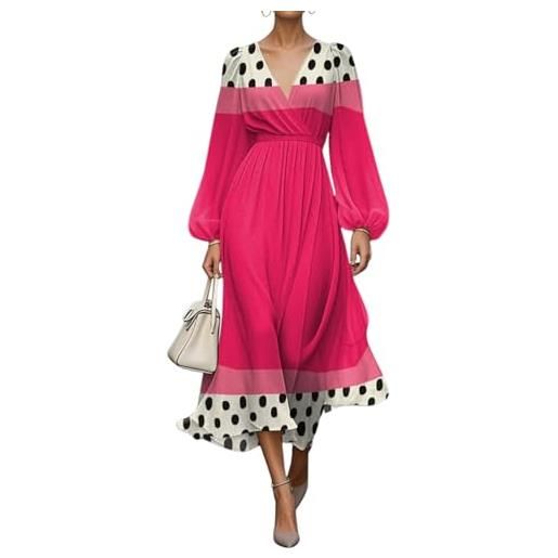 shownicer vestito donna elegante abito cerimonia vestito lungo stampa floreale manica lunga vestiti curvy autunno a rose3 3xl
