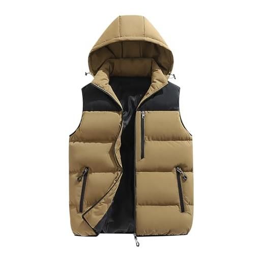 JIEDOUKEJI gilet imbottito uomo invernale giubbotto smanicato gilet piumino con cappuccio trapuntato giubbino giacche senza maniche giacca giacchetto cappotto smanicato da uomo imbottiti taglie forti outdoor