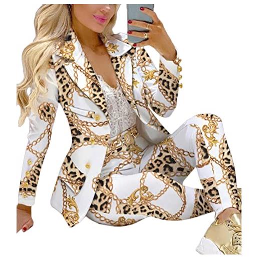 ORANDESIGNE donna tailleur pantalone completo blazer maniche lunghe pantaloni ufficio giacche da abito in due pezzi set per matrimoni e feste