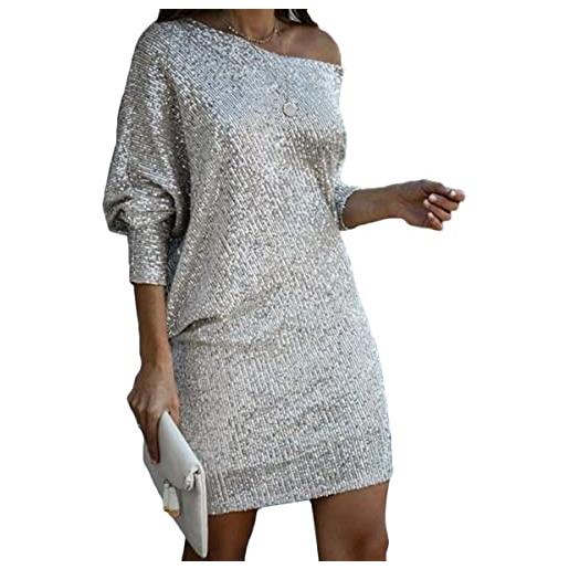 Onsoyours vestiti da cocktail donna senza spalle manica corte pizzo abito sera cerimonia elegante vestito vintage con spacco d argento l