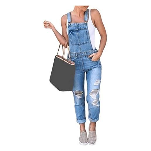 Onsoyours salopette donna jeans retrò in denim lunga regolabile cinturino senza maniche tute baggy pantaloni dungarees overall jumpsuit con tasche