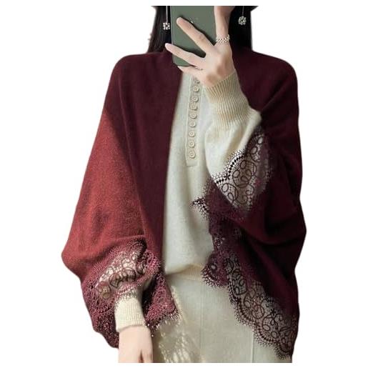 LIUYUYOUGO coprispalle donna elegante, scialli e stole in pashmina di lana per donna cardigan con poncho lavorato a maglia maglione elegante sciarpa in morbido cashmere con maniche maglione da donna