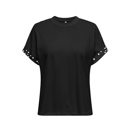ONLY onlolivia life s/s loose o-neck top jrs da donna, nero, xs