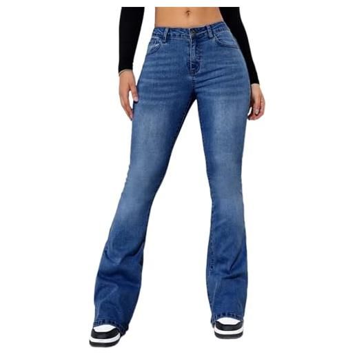 ticticlily jeans donna zampa elefante larghi a vita alta skinny pantaloni svasati y2k vintage elastico pantalone denim bootcut jeans svasato con tasche streetwear