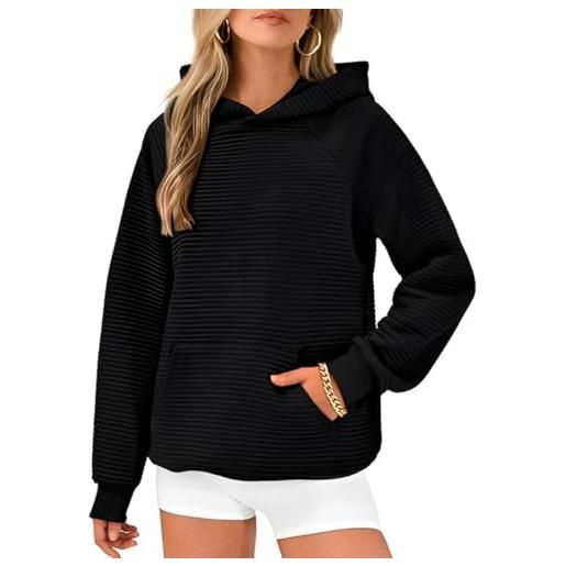 GRMLRPT felpa con cappuccio donna casual classico hoodie sportiva tinta unita felpa primavera autunno giacca a maniche lunghe con tasche(multicolore, s-xxl)