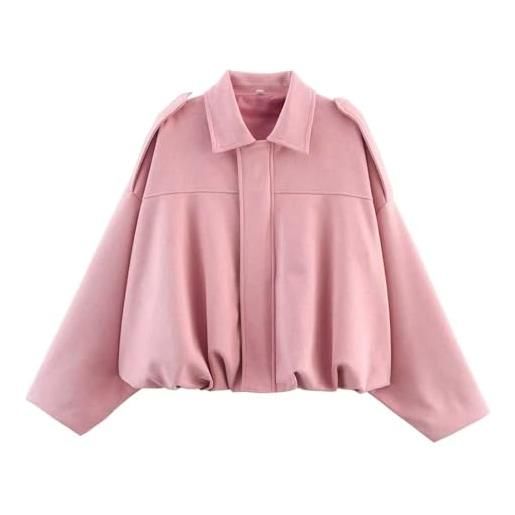 Generico bomber corto da donna in finta pelle scamosciata con risvolto con zip caldo giubbotto maniche lunghe moda camoscio giacca moto donna bomber softshell in finta pelle giacche primavera inverno