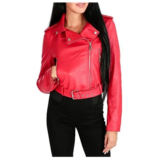 Evoga giubbotto giacca donna eco pelle corto giubbino chiodo casual