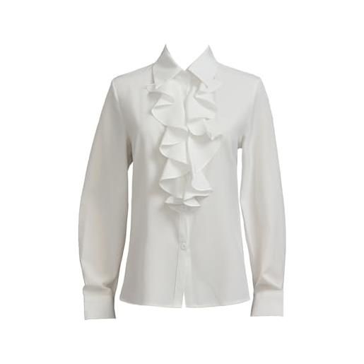Taiduosheng victoria, camicia da donna in pizzo con colletto alto e colletto alto a maniche lunghe, camicia aderente per ufficio e affari