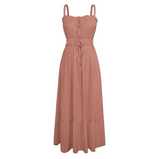 GRACE KARIN abito estivo da donna, casual, con spalline sottili, elastico a vita alta, linea ad a, maxi abito da sole per la spiaggia, salmone scuro, xl