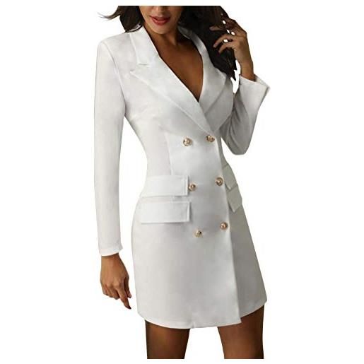 Onsoyours vestiti eleganti corti vestitini blazer ragazze manica lunga v neck abito da giorno doppio petto abiti tubino casual vestito tailleur a quadri dress mini