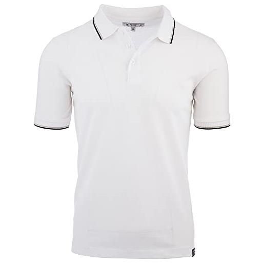 Cashmere Zone t-shirt polo uomo manica corta cotone piquet maglietta sportiva elegante (3xl, bianco)