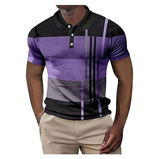Fulidngzg polo uomo cotone casual golf polo manica corta traspiranti taglie forti estiva polo slim fit leggero risvolto t-shirt scollo v manica corta tshirt elegante slim fit