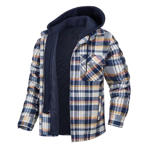 Oanviso giacca invernale uomo imbottito giacche lana caldo giubbotti a quadri casual giacca da esterno giacca da lavoro cappotti plaid flanella cappotto con cappuccio