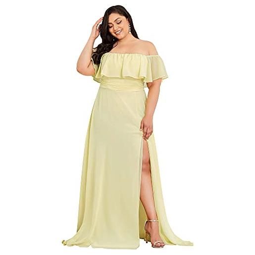 Ever-Pretty vestito da cerimonia donna dalla spalla linea ad a chiffon con spacco con volantes stile impero lungo 00968