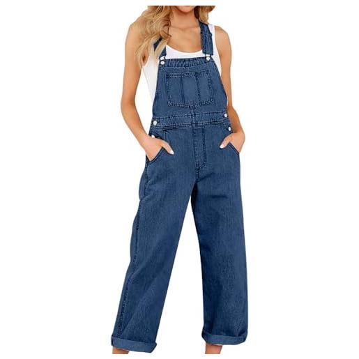 shownicer salopette jeans donna pantaloni lunghi in denim con bretella pagliaccetti casual salopette con tasche