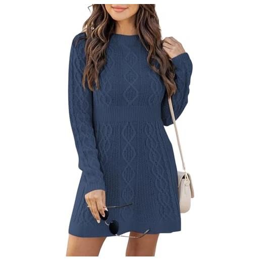 Ebifin vestiti donna invernali girocollo maglione abito elegante manica lunga abito linea a pullover vestito in maglia autunno. 
