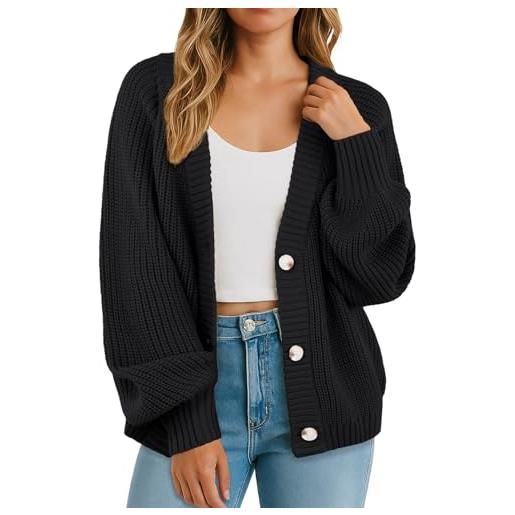 GRECERELLE cardigan da donna morbido a maniche lunghe, maglione da donna lavorato a maglia, con scollo a v, maglione oversize largo con bottoni, per donne, autunno, inverno, primavera