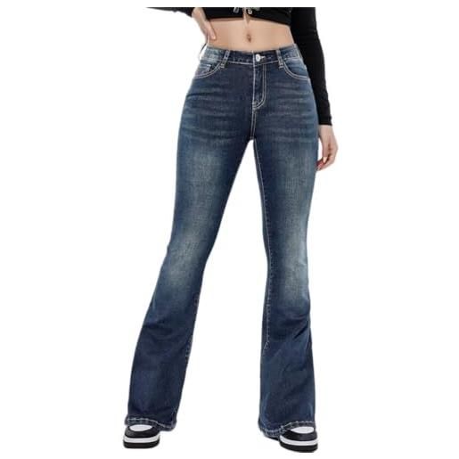 ticticlily jeans donna zampa elefante larghi a vita alta skinny pantaloni svasati y2k vintage elastico pantalone denim bootcut jeans svasato con tasche streetwear