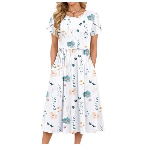 MOLERANI abito midi estivo da donna abito da spiaggia bohémien abito svasato ampio abito midi casual con tasche fiori eleganti 2xl