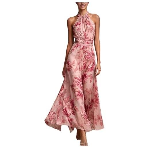 Generico abito da sera da donna vestiti spalle scoperte di cocktail elegante motivo floreale abiti in tulle morbido e traspiranti vestito linea a per matrimonio ballo feste (xs)