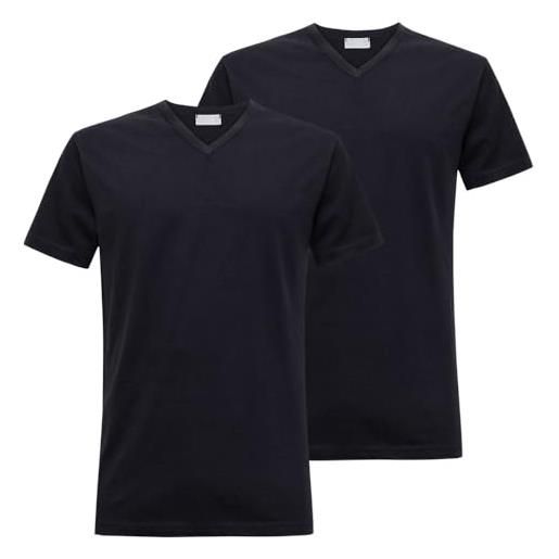 Liabel t-shirt uomo in cotone elasticizzato, art. 3858-53 scollo a v, pacco da 2, nero l