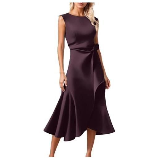 Generico abito cerimonia donna vestito cerimonia donna lungo curvy rosa vestiti matrimonio raso midi elegante abiti da schiena scoperta satin dress ragazza sposa xxl rosso per bianco azzurro damigelle estivo