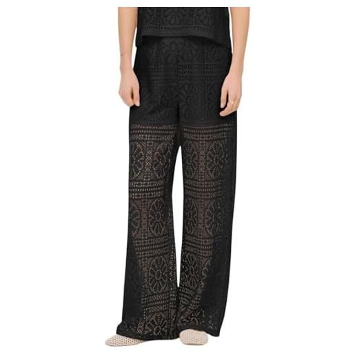 ONLY pantalone nero da donna realizzato in raffinato tessuto pizzo lavorato m