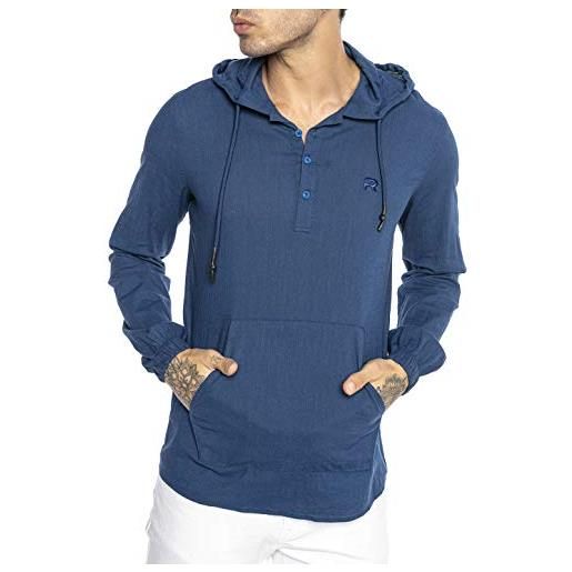 RED BRIDGE maglia di lino da uomo felpa con cappuccio design tunik hooded blu m