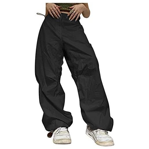 ORANDESIGNE pantaloni cargo da donna larghi a vita alta dritti gamba larga y2k aesthetic vintage jeans ragazze adolescenti e-girl streetwear