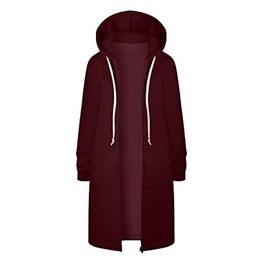 AMDOLE felpa da donna con cappuccio e zip intera, giacca lunga in pile uk da donna autunno inverno cappotti alla moda oversize felpe con cappuccio foderate in pelliccia sintetica capispalla cardigan