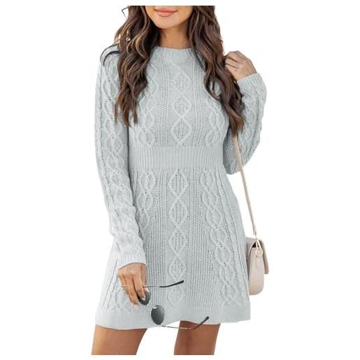 Ebifin vestiti donna invernali girocollo maglione abito elegante manica lunga abito linea a pullover vestito in maglia autunno. 