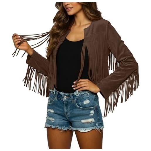Generisch giacche in similpelle da donna, alla moda, con frange occidentali, in pelle, da motociclista, da cowgirl, da cowboy