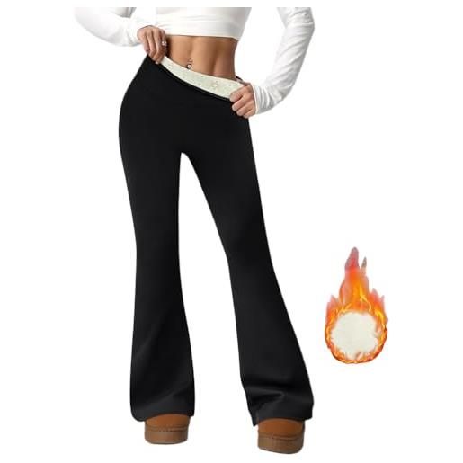 Onsoyours leggins termici donna foderati in pile pantaloni termici zampa flared invernali leggings felpati caldo a vita alta