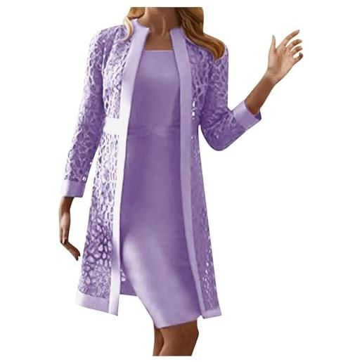 Mfhmom set di vestito a tubino e cardigan a vita alta da donna, traspirante abito da cerimonia elegante corto per la primavera e l'estate slim