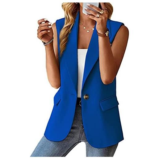 shownicer blazer gilet donna casual senza maniche scollo a v sottile gilet con un bottone moda ufficio business blazer tailleur giacche gilet panciotto con tasche
