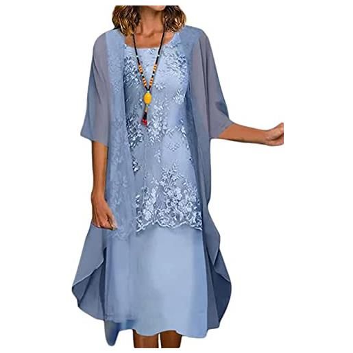 QLXYYFC abito da donna in due pezzi, abito in pizzo, abito festivo, abito da sposa in due pezzi, abito elegante con abito giacca, abiti da damigella d'onore, abiti da cocktail, abito da sera ( color: blue , 