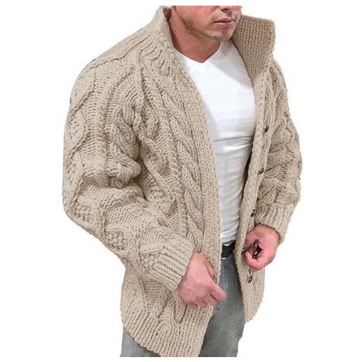 HEONSATI cardigan da uomo a maglia frontale aperta curvy felpa manica lunga calda lavorato a maglia cappotti zip up casual maglione in maglia caldo giacca lana taglie forti cappotto uomo di lana elegante