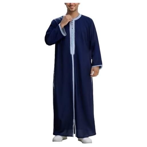 Generico abito tradizionale marocchino uomo musulmani caftano lungo uomo abaya thobe costume di pasqua carnevali vestiti di preghiera maschio islamico abito di preghiera ricamo arabo robe