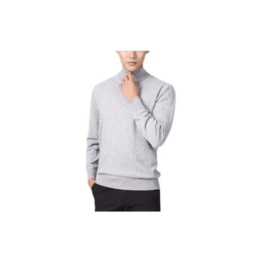 REHJJDFD maglione dolcevita in cashmere uomo autunno inverno dolcevita manica lunga classico pullover casual maglione, grigio, l