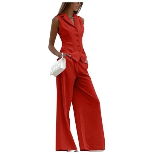 shownicer tailleur donna eleganti completo blazer da donna 2 pezzi gilet + pantaloni a gamba larga tuta larghi casual suit set