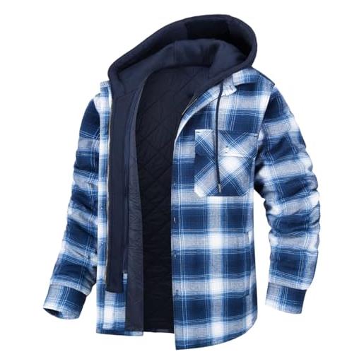 Oanviso giacca invernale uomo imbottito giacche lana caldo giubbotti a quadri casual giacca da esterno giacca da lavoro cappotti plaid flanella cappotto con cappuccio