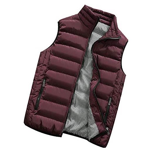 OBiQuzz cappotto invernale da uomo in cotone imbottito gilet caldo con cappuccio spesso gilet giacca da apicoltore, vino, s