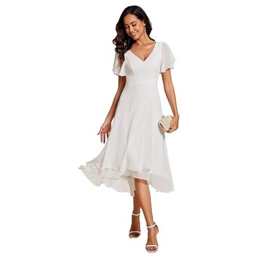 Ever-Pretty vestito da sera donna midi linea ad a maniche corte scollo a v elegante abito da sera eg1756