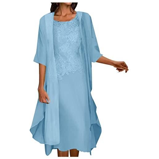 WWricotta abito da donna in colore chiffon di pizzo elegante moda casual da donna in pizzo a due pezzi
